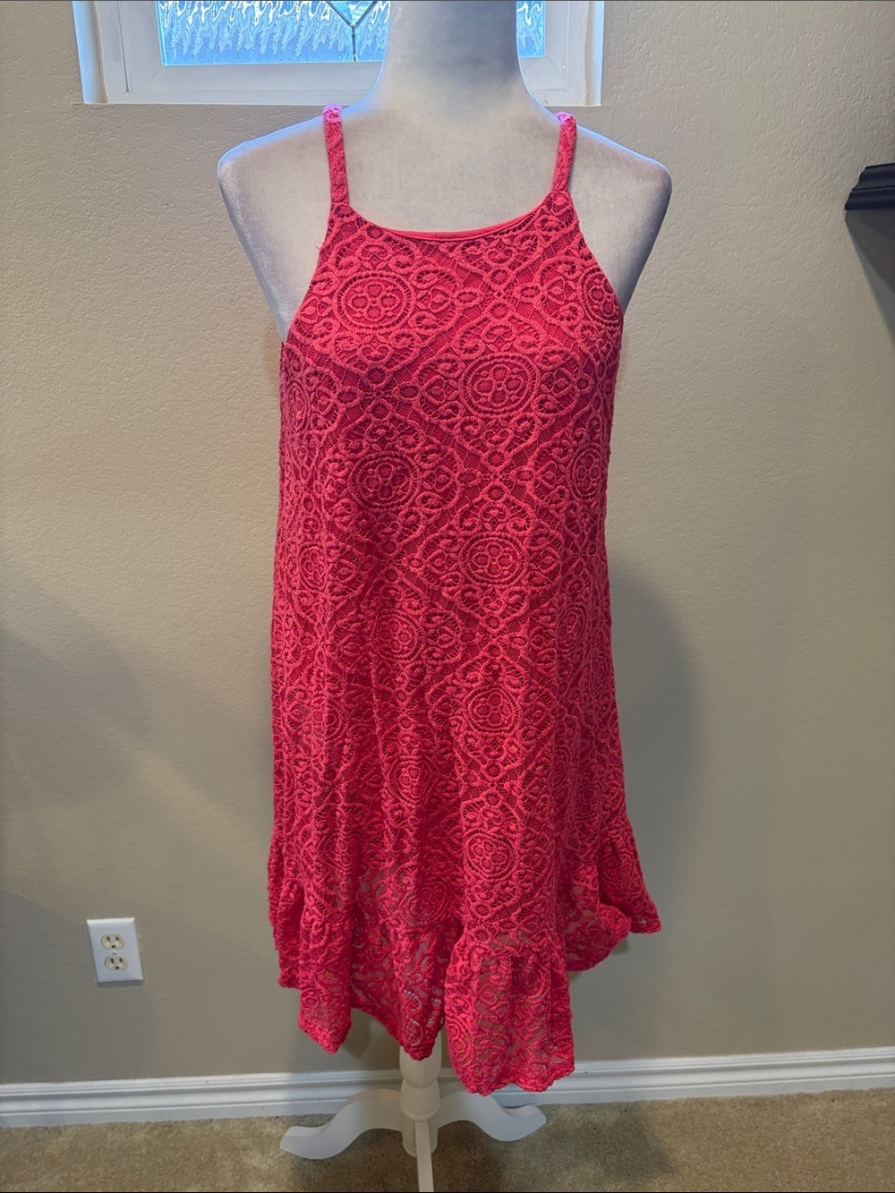 AUW Hot Pink Lace Mini Dress